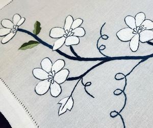 Custom Embroidered White Magnolia <b>Placemats</b> & Napkins Sets Washable Hemstitch 100% White Cotton Mats Weddings Home Events - Product Image 2