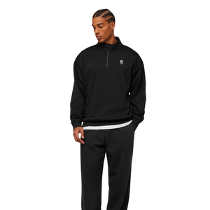 Sweat-shirt à col zippé noir surdimensionné pour homme, en molleton épais, coupe décontractée, style streetwear - Product Image 3