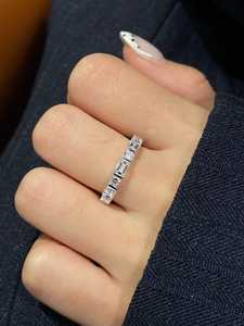 Moissanite <b>Emerald</b> & Round Cut Full Eternity Band <b>Ring</b> For Women's Original 925 <b>Silver</b> Fine Bridal Jewelry Gift For Partners - Product Image 5