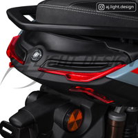 Feu arrière LED RGB à 4 lentilles AJLIGHT DESIGN, clignotant, modèle AJNMAX-BTL pour moto Nmax V3 - Vente en gros