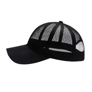 Casquette Trucker Noire Unie avec Logo Personnalisé, Haute Qualité, Entièrement en Maille, Fermeture Snapback, Respirante, Accessoire de Mode Sportive Estivale - Product Image 3