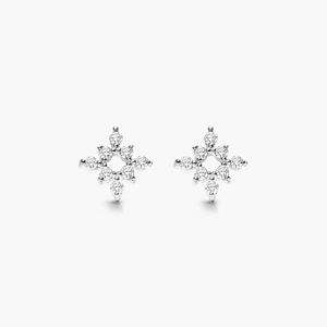 14K Yellow Gold Floral Cluster Lab Grown Diamond <b>Stud</b> <b>Earrings</b> - Product Image 4
