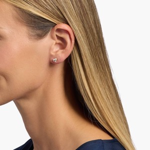 Boucles d'oreilles classiques serties de diamants de laboratoire ronds taillés en taille baguette, 0,75 ct, en or blanc 14 carats, pour occasions spéciales - Product Image 3