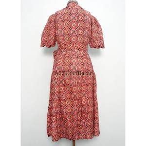 Vestido Midi de Algodón Transpirable para Mujer, Estampado Floral, Diseños Elegantes, con Bolsillos, para Fiestas al Aire Libre y Ocasiones Especiales - Product Image 6