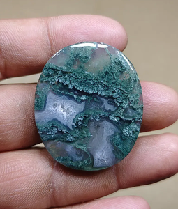 Piedra Preciosa de Ágata Musgosa Natural de Alta Calidad, Corte Ovalado, Pulida, Verde, de 10mm-50mm, Piedra Suelta para Joyería, Meditación y Decoración - Product Image 4