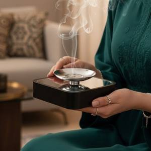 Quemador de Bakhoor Cuadrado Moderno de Madera, Mabkhara de Metal de Lujo para Carbón, Porta Incienso Árabe Minimalista para Decoración del Hogar y Regalos - Product Image 2