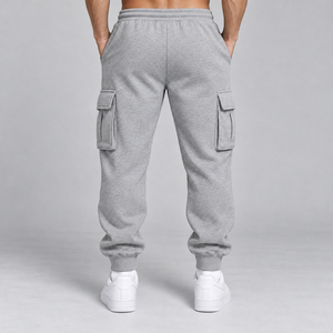 Pantalon de survêtement cargo gris clair pour homme 2026 avec poches utilitaires à rabat, coupe décontractée, chevilles élastiques, bas de tenue streetwear urbain, fournisseur en gros - Product Image 2