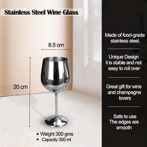 Party Supplies Sustainable Modern Design Shatter Proof Unbreakable Premium Gift 300ml Stainless Steel Stemmed <b>Wine</b> Glasses - Product Image 4