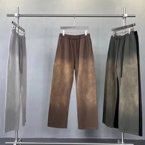 Custom Logo Sun Faded 100% Cotton Mid Straight <b>Leg</b> Sweatpants Oversized Men French Terry Flare Washed Streetwear Jogger Pants - Product Image 6