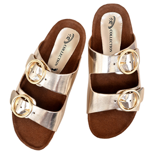 Sandalias de Plataforma de Cuero Genuino Dorado con Cierre de Hebilla, Punta Abierta, Suela de EVA, Ligeras, a la Moda, para Todas las Temporadas - Product Image 5