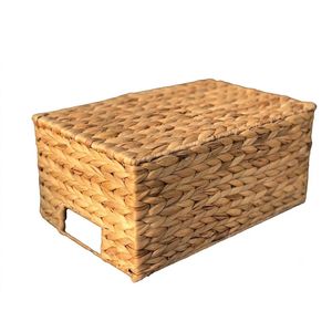 Eco-friendly <b>Storage</b> <b>Basket</b> from Natural Fiber Water Hyacinth with Sturdy Built-in Handle <b>Rectangular</b> <b>Baskets</b> Made in Vietnam - Product Image 2