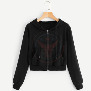 Sudadera Ligera de Color Sólido para Mujer, Sudadera Corta con Capucha para Invierno, 100% Algodón, Forro Polar, Logotipo Frontal, Ropa Casual - Product Image 3