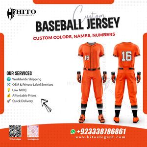 Nuevo precio al por mayor personalizado profesional personalizado Color béisbol Jersey uniforme conjunto transpirable ropa deportiva Color naranja - Product Image 2