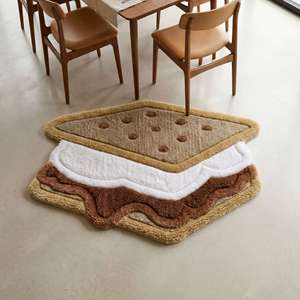 Premium Wool Hand Tufted Anti Slip Ice Cream Sandwich Dessert Shape Medium Pile Soft Decorative Accent Rug for Living Room - Product Image 1