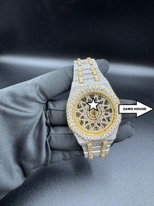 Montre ZAWO HOUSE en moissanite pour femme, vintage, analogique, en acier inoxydable, mouvement mécanique, style hip-hop, montre unique en argent - Product Image 2