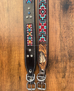 Nouveaux fournitures pour animaux de compagnie en cuir de vachette doux rembourré perlé Rivet collier de chien en cuir véritable ceinture de chien Design de luxe colliers sur mesure - Product Image 4