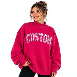 Sweat-shirt personnalisé à col montant tricoté respirant pour femme, toutes saisons, écoresponsable, coupe oversize, décontracté, en polyester/coton - Product Image 1