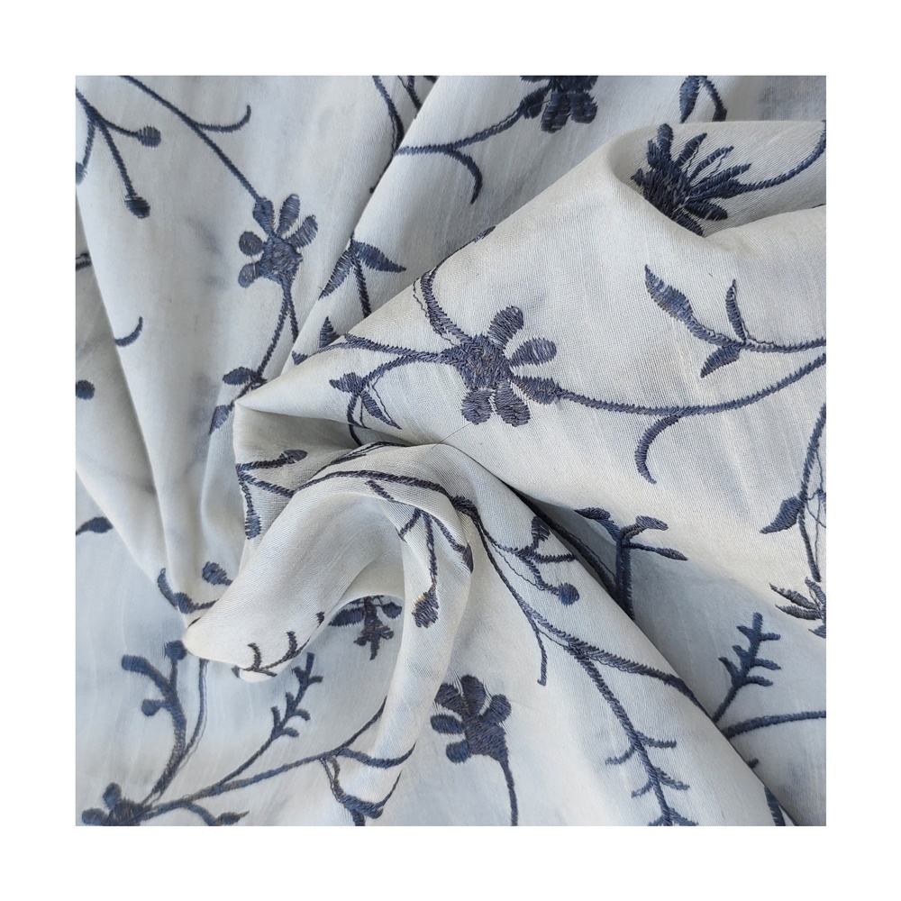 Tela de seda 100% pura para vestido, tejido bordado, artesanal