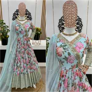 ชุดเดรสออกงานปาร์ตี้ดีไซน์เนอร์ชุดราตรีหรูหรามีก้นและ dupatta - Product Image 1