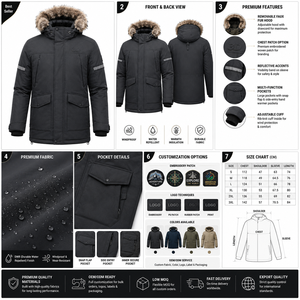 Custom Manufacturer Men's <b>Parka</b> <b>Jacket</b> Hooded Winter Puffer <b>Jacket</b> Windproof Outdoor Warm Padded Outerwear Wholesale OEM ODM - Product Image 6