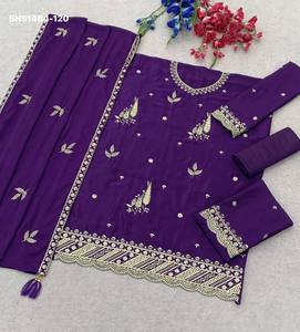 Conjunto Salwar de Calidad Premium con Bordado de Lentejuelas, de Longitud Media, Semi-Confeccionado, a Juego con Traje, Proveedor Indio - Product Image 4