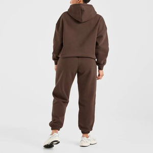 Ensemble de survêtement personnalisé avec logo : sweat à capuche et pantalon de jogging pour femme – Vente en gros, tenue deux pièces confortable pour l'hiver - Product Image 3
