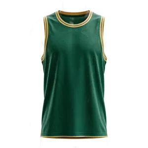 Men's Sleeveless Baseball Jersey-Emerald Green <b>Gold</b> Breathable <b>Mesh</b> Tank <b>Top</b> Polyester Casual Summer Sporty - Product Image 1