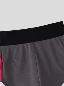 Men Knitted Color Blocked Casual Loungewear Shorts Mid Rise Quick Dry Spandex Polyester All Seasons - Product Image 4