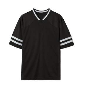 Maillot de baseball unisexe noir à col en V, manches courtes, en polyester respirant, coupe classique, pour toutes les saisons - Product Image 1