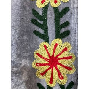 Veste en velours brodée à la main pour femmes, col mandarin, manches longues, automne, motif floral bohème, manteau ouvert sur le devant - Product Image 5
