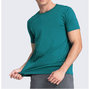 Camiseta Lisa de Manga Corta con Cuello Redondo para Hombre, con Hombros Caídos Personalizados, de Poliéster/Algodón Twill, de Secado Rápido y Transpirable, Corte Regular - Product Image 1