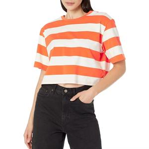 Printed Plaid Patched Lightweight Women's Crop <b>Top</b> T-Shirts-Customizable Breathable Eco-Friendly Comfortable Wear New Arrival - Product Image 1