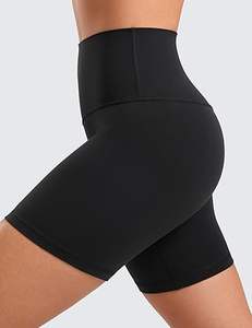 Shorts de yoga moulants taille haute pour femme, couleur noire unie, respirants, effet push-up fessier, coupe slim, style cycliste - Product Image 3