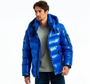 <b>Men's</b> <b>Hooded</b> Puffer Jacket Solid Color Thick Winter <b>Coat</b> Windproof Zipper Closure Casual Style PU Coated Regular Fit - Product Image 3