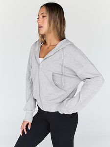 Womens Zip Up Hoodies Cropped <b>Jackets</b> Fall Outfits 2026 | lightweight comfort material, slouchy drop shoulder - Product Image 2