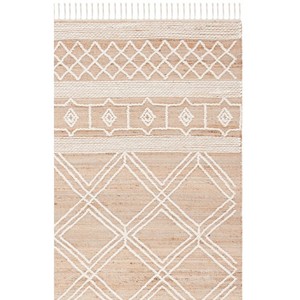 Tapis rectangulaire en jute marron uni, tressé à tissage plat, avec envers antidérapant en jute, moderne, pour salon, géométrique, adapté aux animaux domestiques - Product Image 2