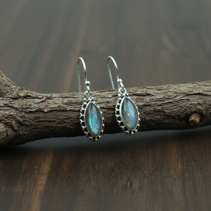 Pendientes de Labradorita Azul Fuego Natural, Plata de Ley 925, Chapados en Oro Rosa y Oro Amarillo, Hechos a Mano, Joyería Boho, Regalo - Product Image 3