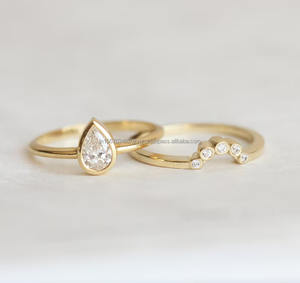 IGI/GIA Lab cultivé Vintage 14k or blanc mariage/fiançailles unisexe bague coupe diamant poire forme parfait anniversaire fête cadeau - Product Image 3