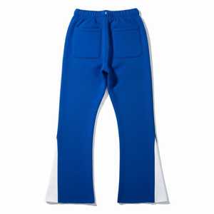 Pantalon de jogging évasé bicolore pour femme, style patchwork, coupe cloche, taille haute, jambe large, en molleton avec fente latérale – OEM - Product Image 2