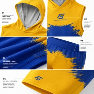Vêtements de sport d'équipe en gros : Maillots sans manches à capuche et shorts de compression à séchage rapide pour uniformes de football américain 7v7 personnalisés par sublimation - Product Image 4