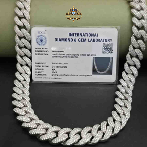 Full <b>Iced</b> <b>Out</b> Moissanite Cuban Link <b>Chain</b> Necklace 925 Sterling Silver Round Brilliant Cut Hip Hop Jewelry - Product Image 4
