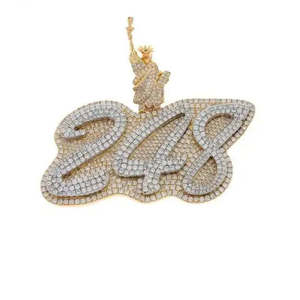 RB Gems 925 Sterling Silver Iced-Out VVS Moissanite Pendant <b>Gold</b>-Tone <b>Statue</b> of Liberty Hip-Hop Charm Gift - Product Image 5