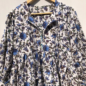 Robe de nuit d'été à imprimé floral, séchage rapide, col en V, 100 % coton, pour femme, taille XL, idéale pour les fêtes de printemps, demoiselle d'honneur, vente en gros - Product Image 1