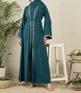 Hot Sale Beautiful Dubai Women Abaya Traditional Islamic Muslim Clothing & Accessories Floor Length <b>Long</b> Sleeves Front Open - Product Image 3
