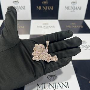 Colgante de collar chapado en oro rosa brillante, estilo Hiphop, con letra personalizada, diamantes y moissanita, unisex, certificado IGI - Product Image 5