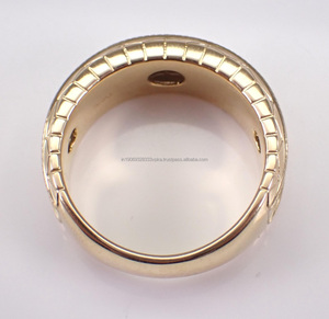 Anillo de boda para hombre chapado en oro con engaste de circonitas, plata de ley 925, joyería fina gruesa para aniversario, regalo de compromiso - Product Image 3