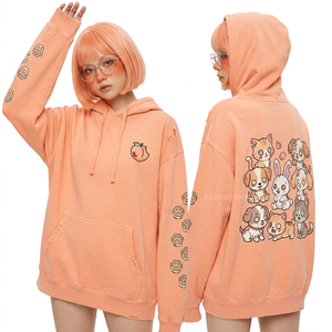 เสื้อฮู้ดดี้สีเบจแทนแบบกำหนดเองสำหรับผู้หญิง ลายกราฟิกหัวกะโหลกสีทอง แขนเสื้อพิมพ์ลายแบบทำเก่า สไตล์สตรีทแวร์ จากผู้ผลิต - Product Image 6