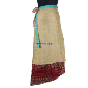 Jaipur Magic <b>Wraps</b> <b>Skirt</b> 2 Layer Reversible Magic Silk Saris <b>Wrap</b> Long Silk <b>Skirt</b> Wholesale Suppliers Magic <b>Wrap</b> <b>Skirts</b> Online - Product Image 5