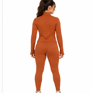 Wholesale Women <b>Yoga</b> Set 3 Piece Fitness Workout Leggings Sports Bra <b>Jacket</b> Soft Skin Friendly Stretch Gym Activewear Custom - Product Image 6