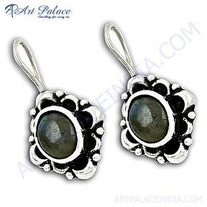 Pendientes de piedras preciosas de plata labradorita de diseño indio - Product Image 1